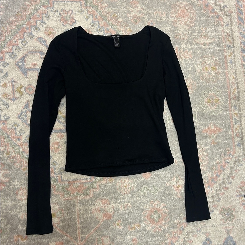 Black Long Sleeve top  square neck forever 21